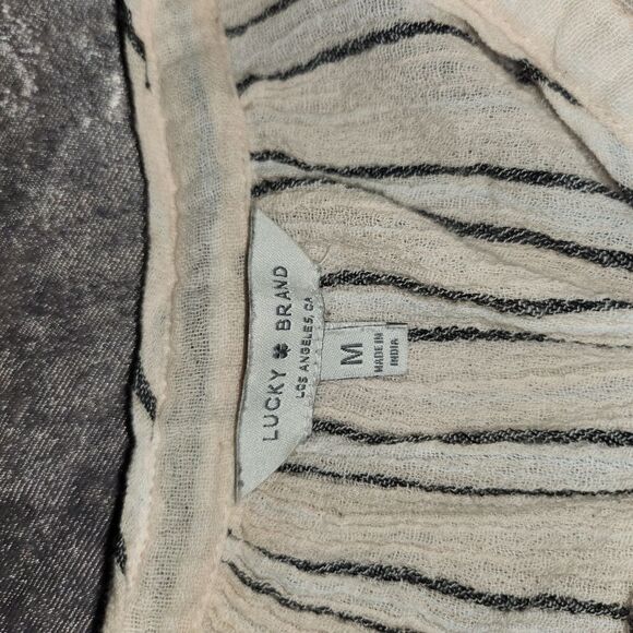 Lucky Brand Cream Button Down Shirt with Mandarin Collar - Picture 3 of 7